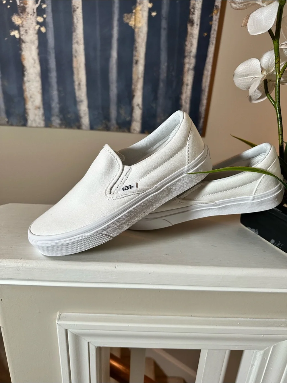 Vans White Classic Slip-On Canvas Loafers